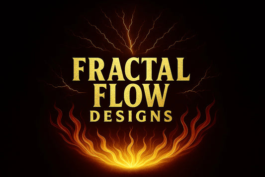 Fractal Flow Designs premium gift cards – Australian-made resin boards brand logo for Bairnsdale gift shop 