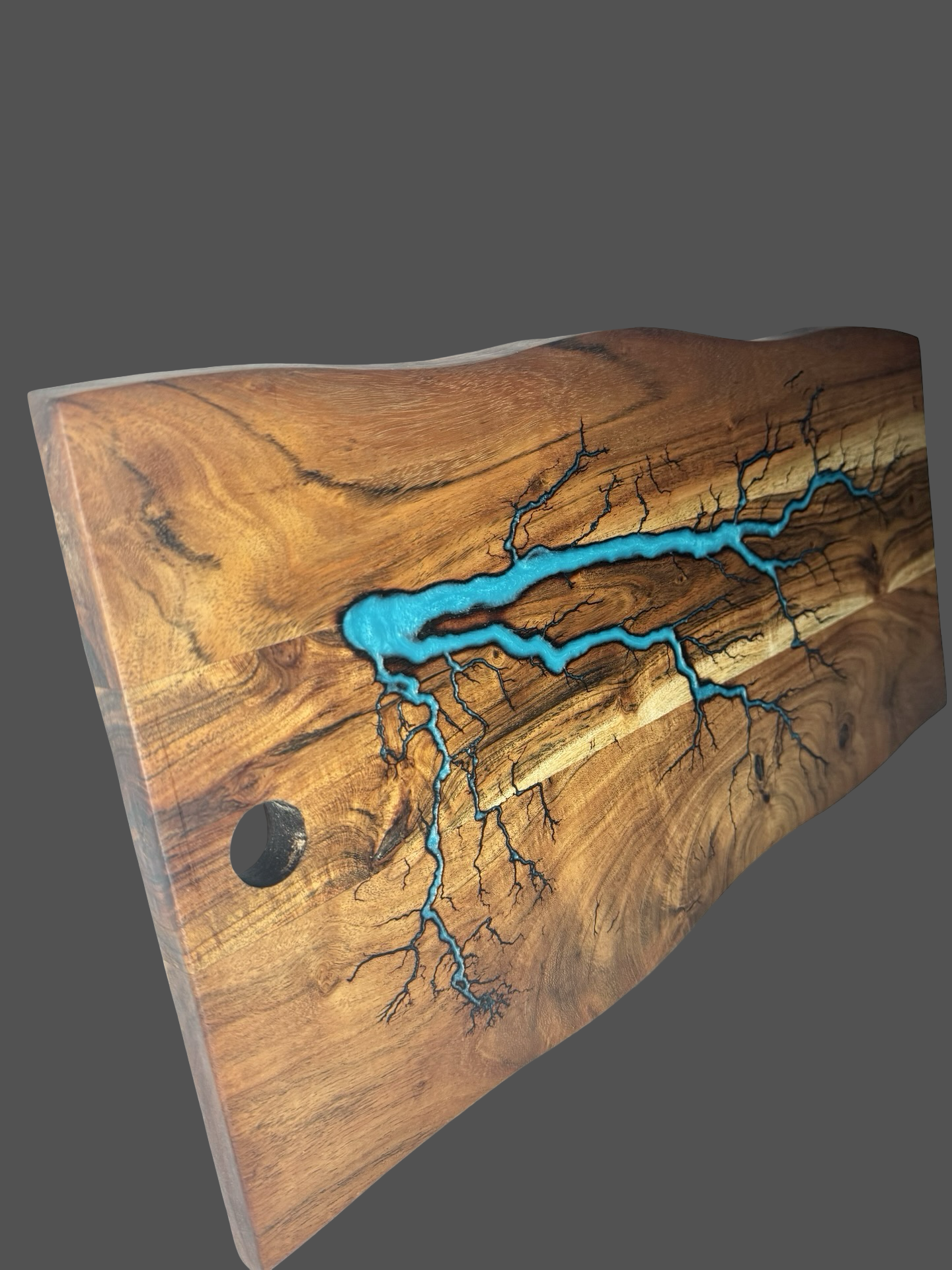 Australian live edge charcuterie board – artisan wood and resin platter with natural edge and food-safe finish