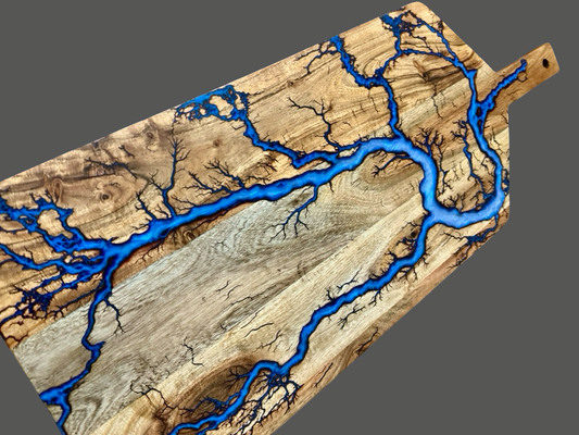Fractal Flow Designs large paddle – timber and resin masterpiece made in Bairnsdale VIC, designed for charcuterie and cheese lovers