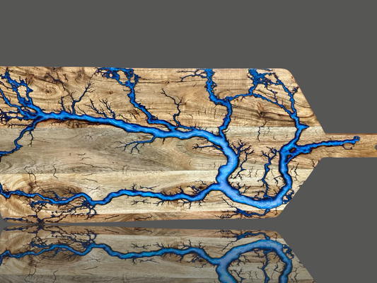 Luxury large resin paddle – handcrafted in Australia with electric fractal art and epoxy detail, ideal wedding or housewarming gift