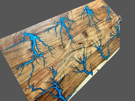 Fractal resin paddle board handmade in Australia – sustainable timber serving board