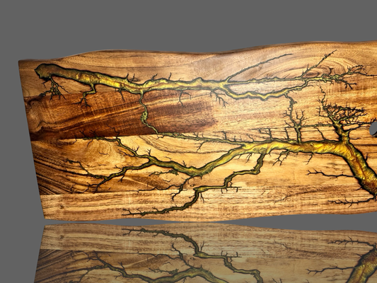 Premium live edge resin board – handcrafted Australian timber with flowing epoxy and raw edge finish by Fractal Flow Designs