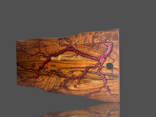 Australian timber live edge board – food-safe resin surface with unique fractal artwork and handcrafted finish