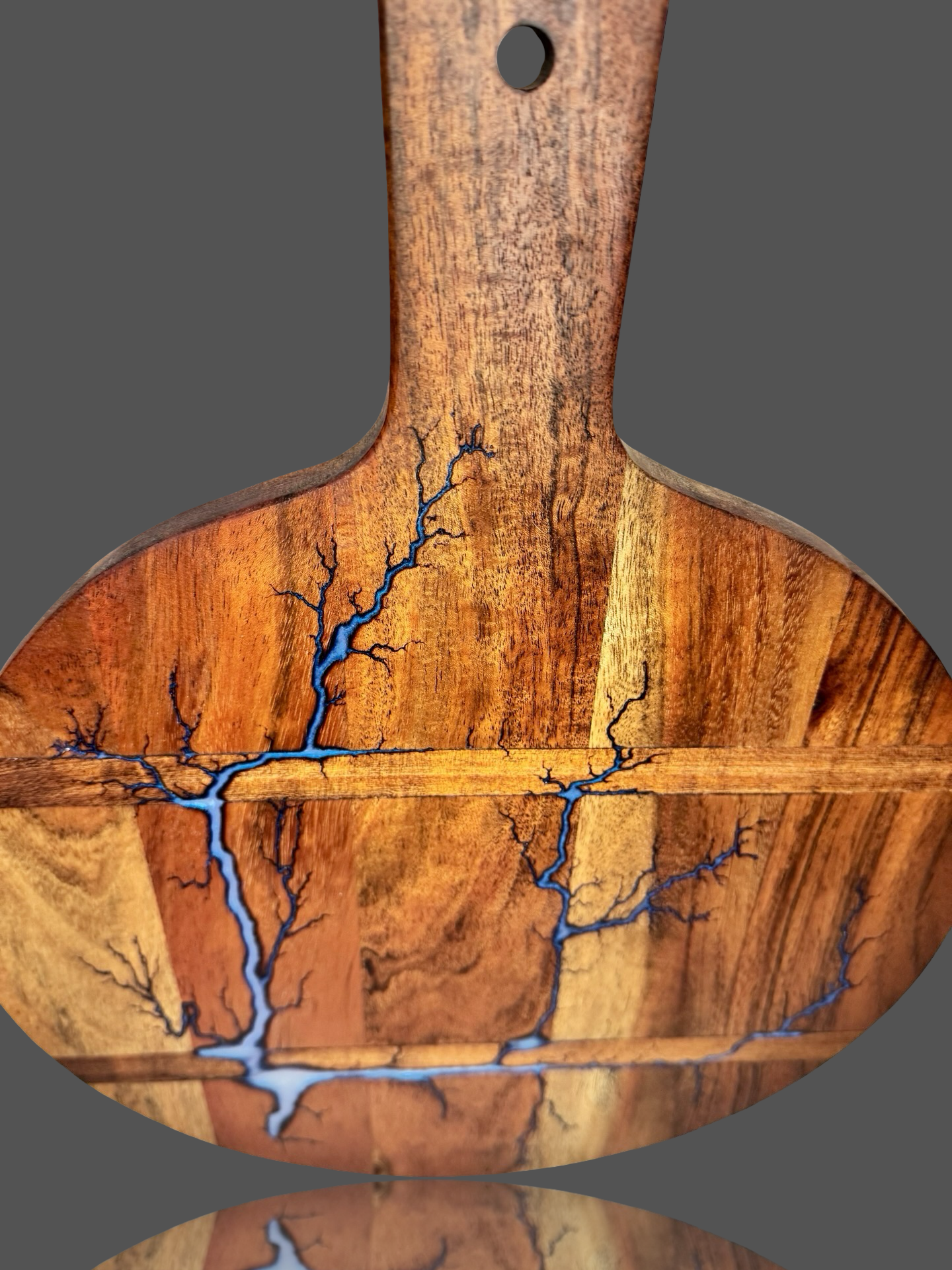 Round resin serving paddle board handcrafted from Australian timber