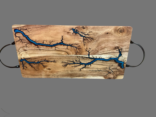 Handcrafted resin serving board with fractal burning by Fractal Flow Designs – Bairnsdale, vic - Australia