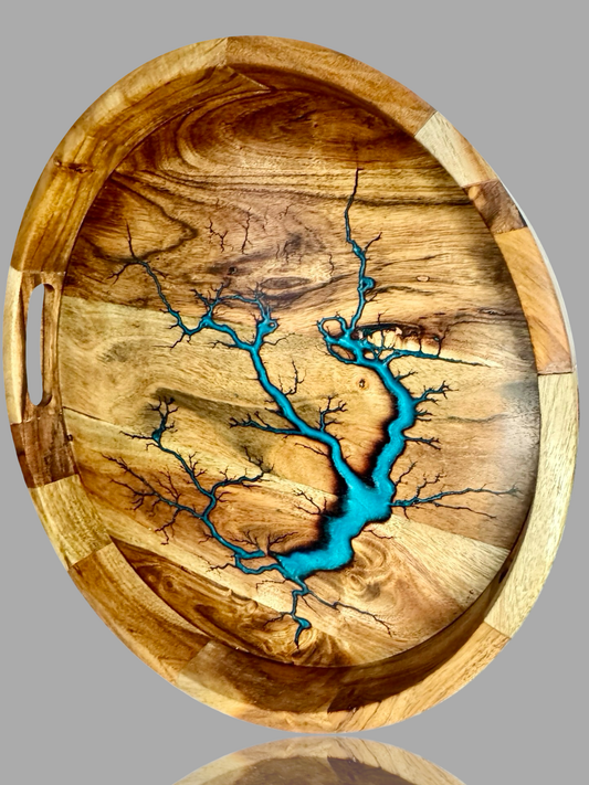 Round resin display tray – Australian timber base with epoxy inlay, ideal for gifts or hosting