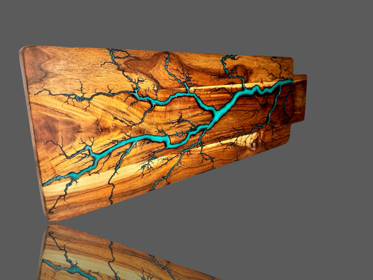 Handcrafted in Victoria - resin and wood platter in long charcuterie style by fractal flow designs - Australian Resin Boards 