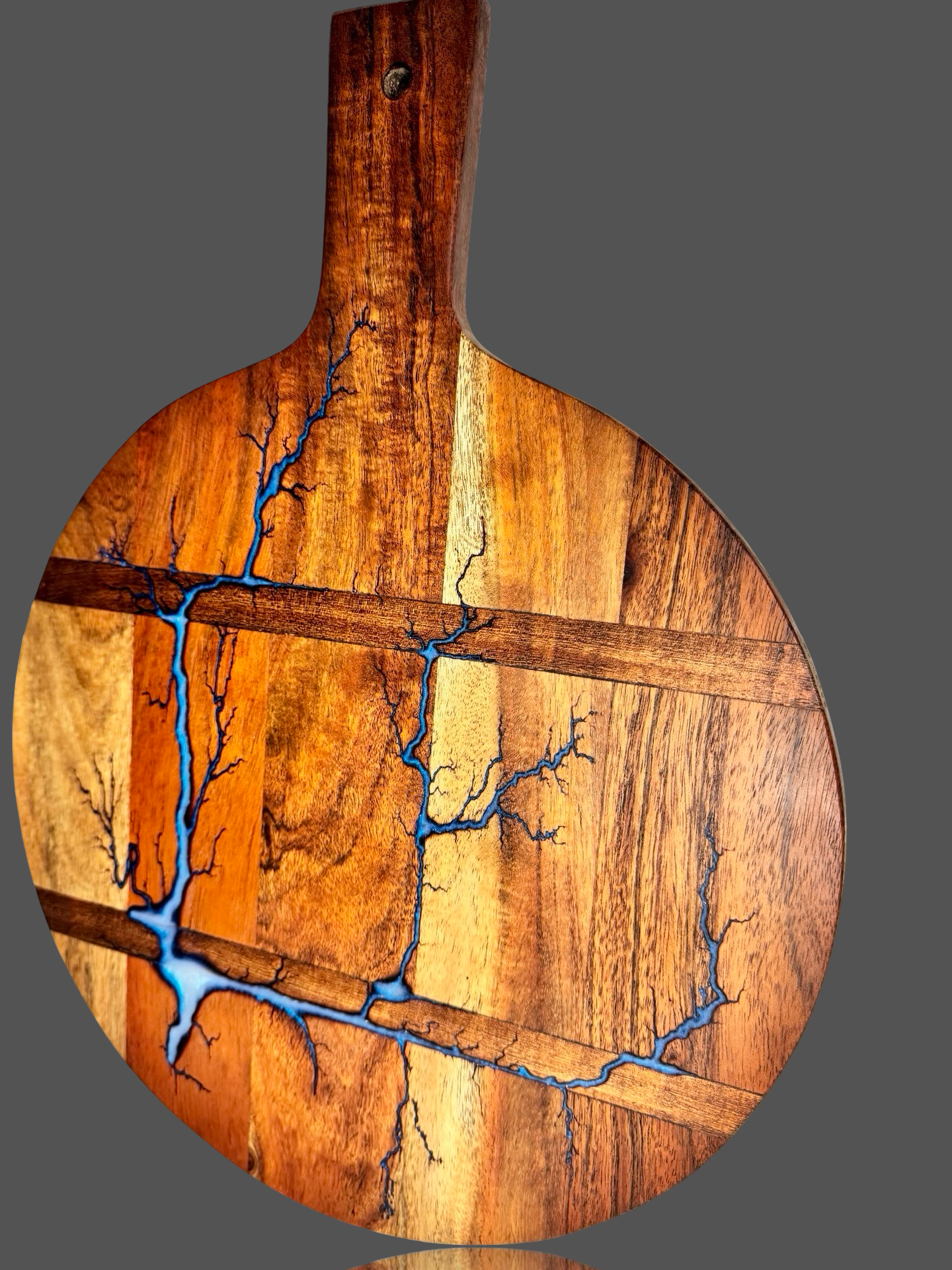 Fractal Flow Designs round paddle – artisan board handcrafted in Victoria, Australia using food-safe resin and local timber