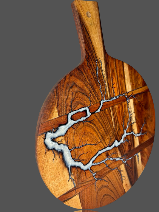 Australian-made round serving paddle – premium wood and resin board for cheese, charcuterie, and grazing platters