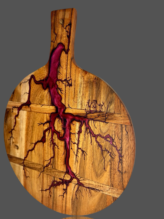 Fractal Flow Designs artisan round paddle – Bairnsdale-made with premium wood, built for cheese serving, BBQ feasts, and unique gift-giving. all food safe finishes 